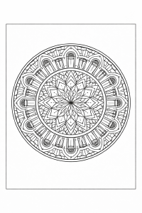Architektonisches Mandala in Schwarz-Weiß