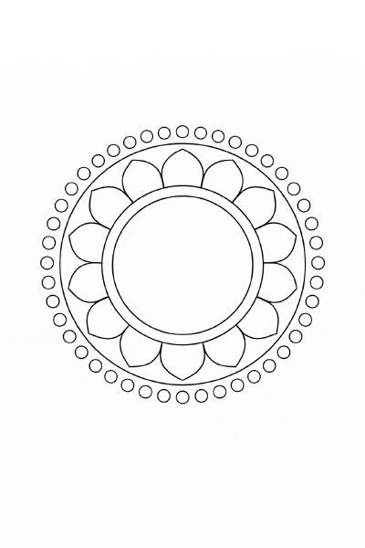 Minimalistische Mandala in Schwarz-Weiß