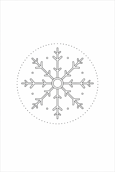 Schneeweißes Mandala in Schwarz-Weiß