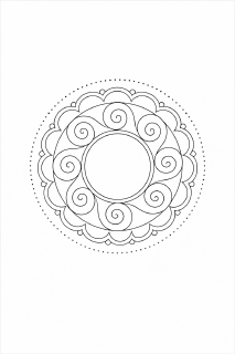 Schwarz-weiße Mandala-Konturenzeichnung