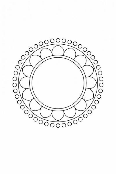 Schwarz-weiße Mandala-Zeichnung auf Papier