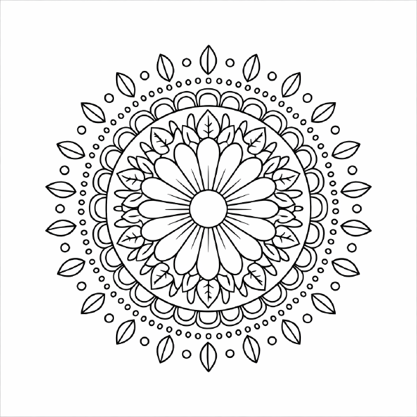 Schwarz-weiße Mandala-Zeichnung
