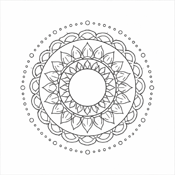 Schwarze und weiße Mandala-Kunst