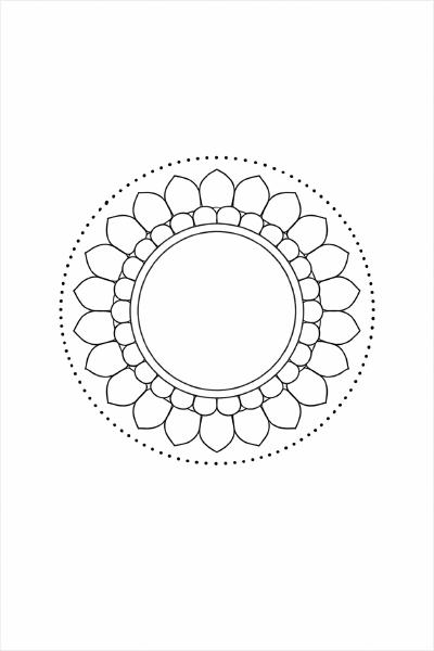 Schwarze und weiße Mandala-Zeichnung