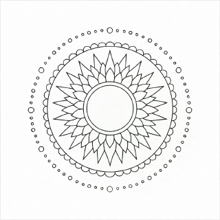 Solare Mandala in Schwarz-Weiß