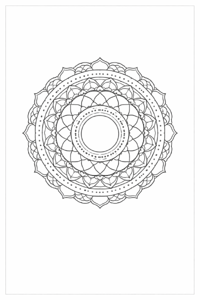 Symmetrische Mandala-Kunst in Schwarz-Weiß