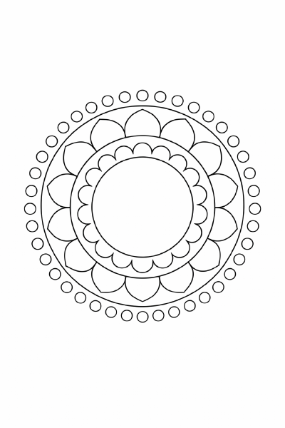 Symmetrische Mandala-Zeichnung in Schwarz-Weiß (1)