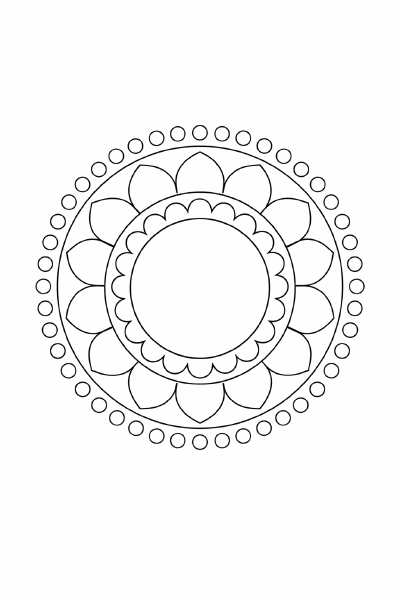 Symmetrische Mandala-Zeichnung in Schwarz-Weiß (2)