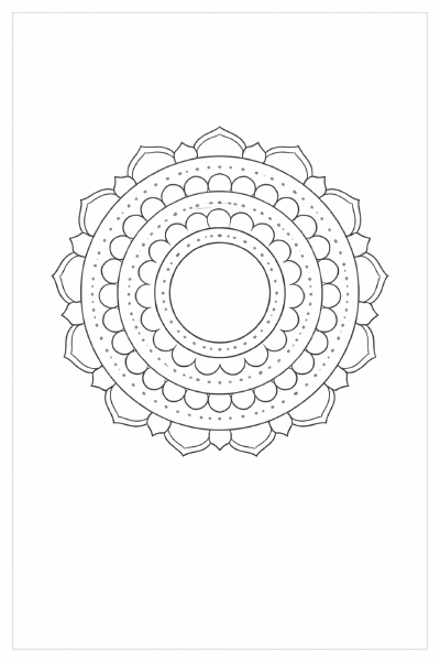 Symmetrische Mandala-Zeichnung in Schwarz-Weiß