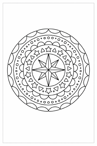 Symmetrisches Mandala in Schwarz und Weiß (1)