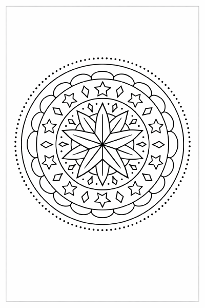 Symmetrisches Mandala in Schwarz und Weiß (2)