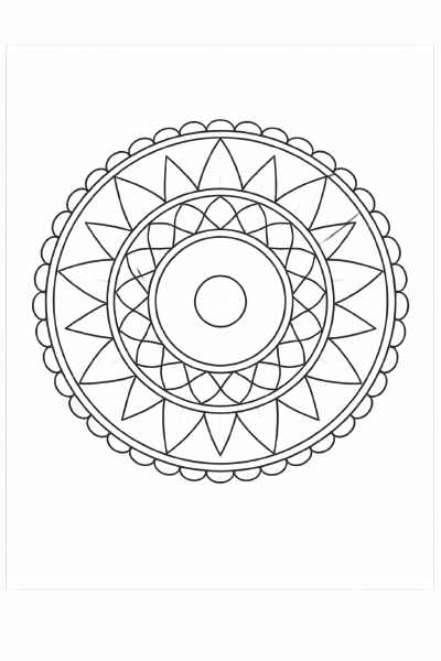 Symmetrisches Mandala in Schwarz-Weiß (2)