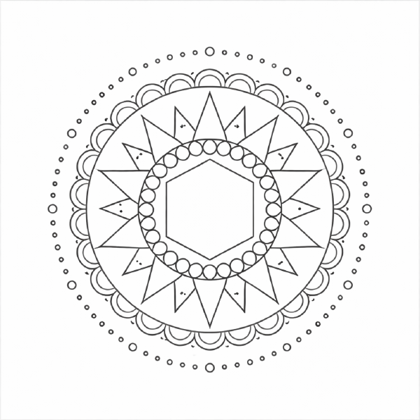 Symmetrisches Mandala in Schwarz-Weiß (4)