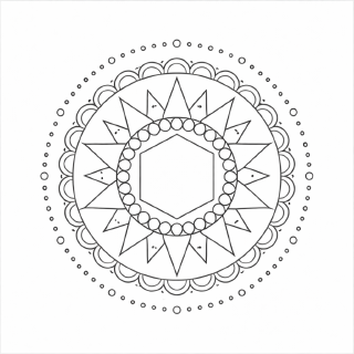 Symmetrisches Mandala in Schwarz-Weiß (4)