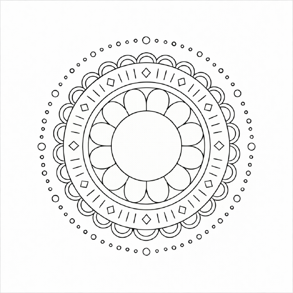 Symmetrisches Mandala in Schwarz-Weiß (5)