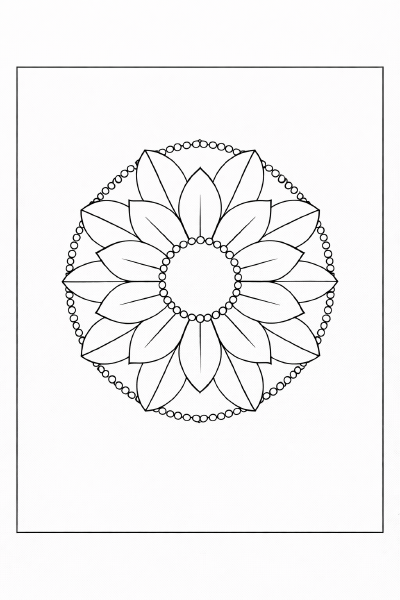 Symmetrisches Mandala mit Federn