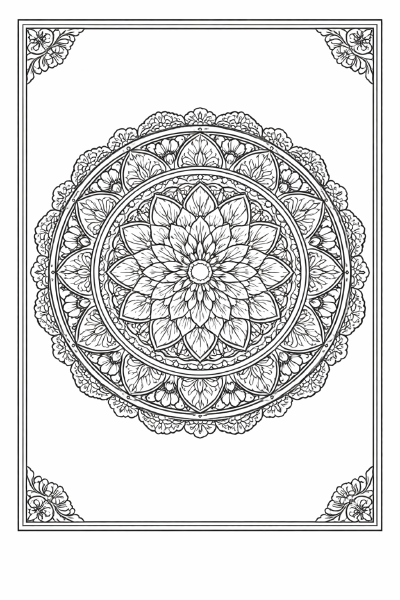 Symmetrisches Mandala mit floralen Details