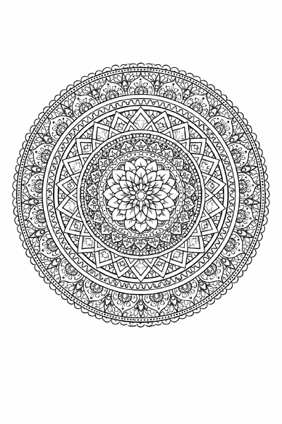 Symmetrisches Mandala zum Ausmalen