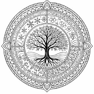 Baum der vier Jahreszeiten Mandala