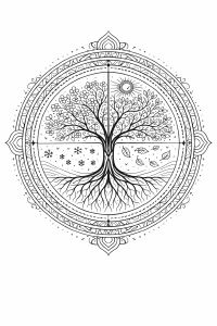 Baum des Lebens in vier Jahreszeiten