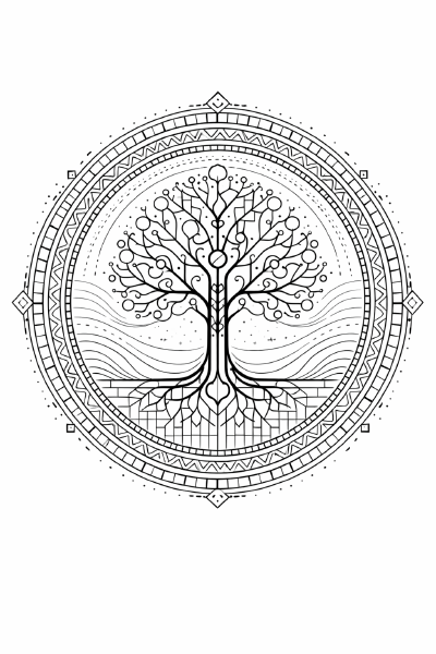 Geometrischer Baum im Mandala