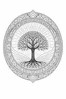 Heilige Baum im Mandala-Rahmen