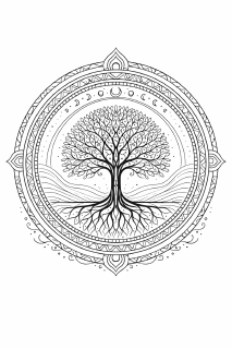 Lebensbaum im Mandala-Kreis