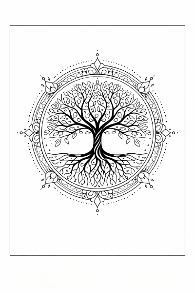 Spirituelles Baum des Lebens im Mandala