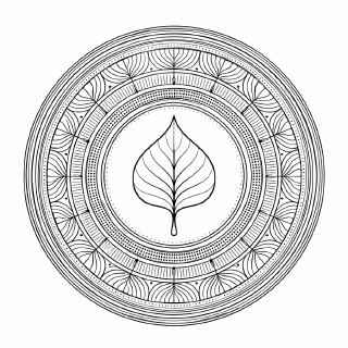 Blattmandala mit symmetrischen Kreisen