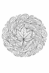 Herbstliches Mandala mit Ahornblatt