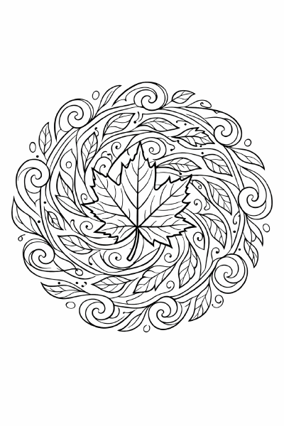 Herbstliches Mandala mit Ahornblatt
