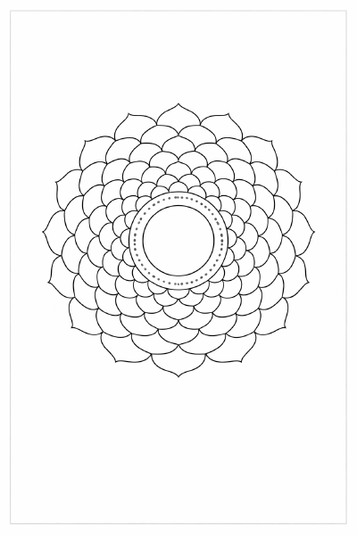 Schwarze Mandala mit Blütenblättern