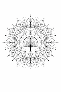 Symmetrische Mandala mit Ginkgo-Blatt (1)