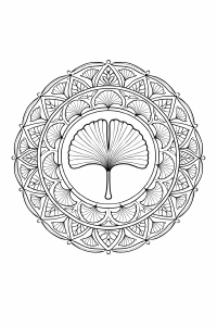 Symmetrische Mandala mit Ginkgo-Blatt