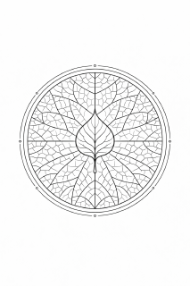 Symmetrische Mandala mit zentralem Blatt