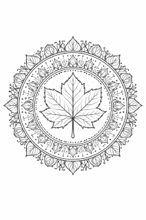 Symmetrisches Mandala mit Ahornblatt (1)