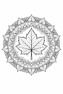 Symmetrisches Mandala mit Ahornblatt