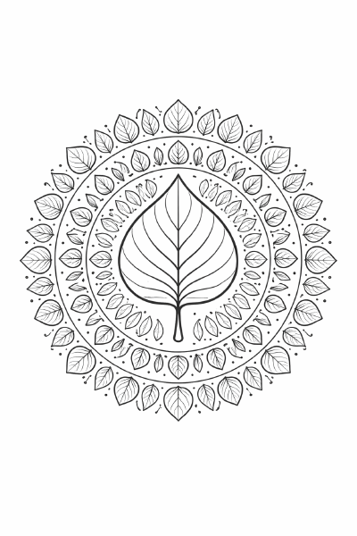 Symmetrisches Mandala mit Blatt