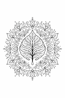 Symmetrisches Mandala mit fantasievollem Blatt
