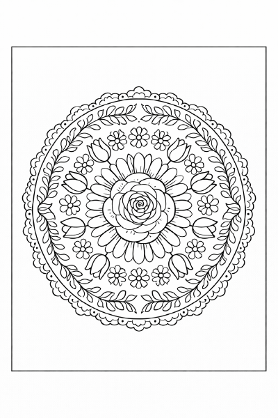 Blumenmandala mit Rosenmotiv