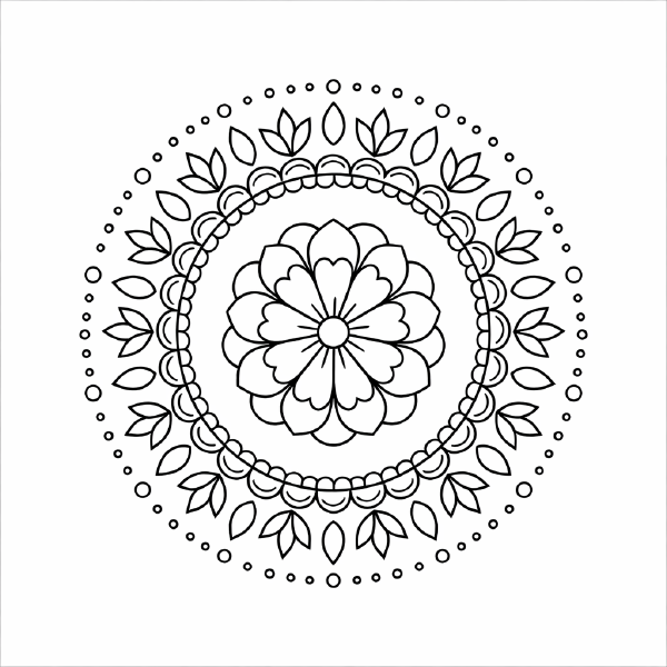 Blumenmandala zum Ausmalen