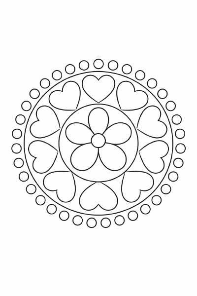 Blumiges Mandala in Schwarz und Weiß