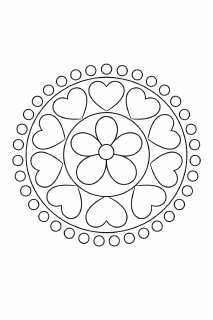 Blumiges Mandala in Schwarz und Weiß