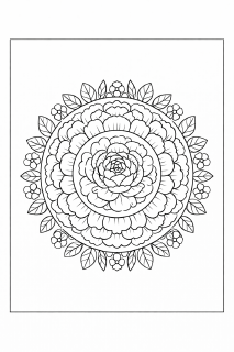 Botanische Mandala mit Pfingstrosen