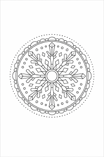 Eisblumen-Mandala in Schwarz-Weiß