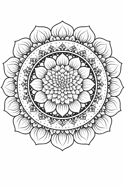 Intrikates florales Mandala in Schwarz-Weiß