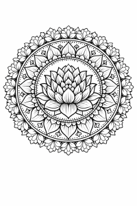 Lotus-Mandala in Schwarz und Weiß