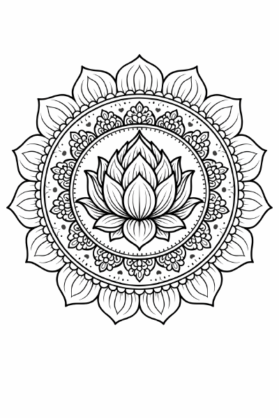 Mandala mit Lotusblüte im Zentrum