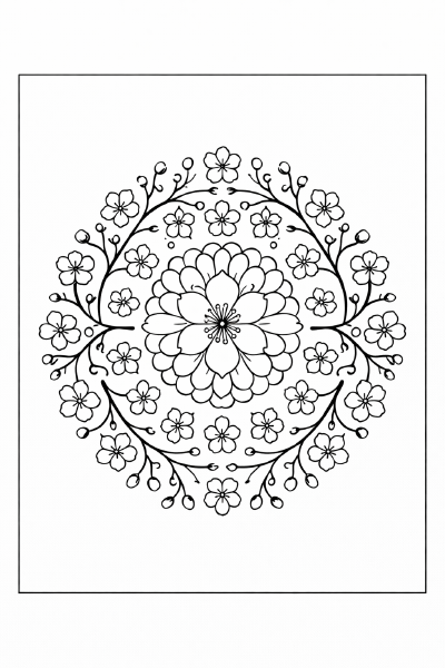 Sakura Mandala zum Ausmalen
