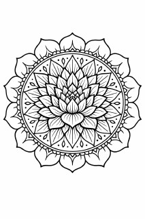 Schwarz-weiße Mandala mit Lotusblume